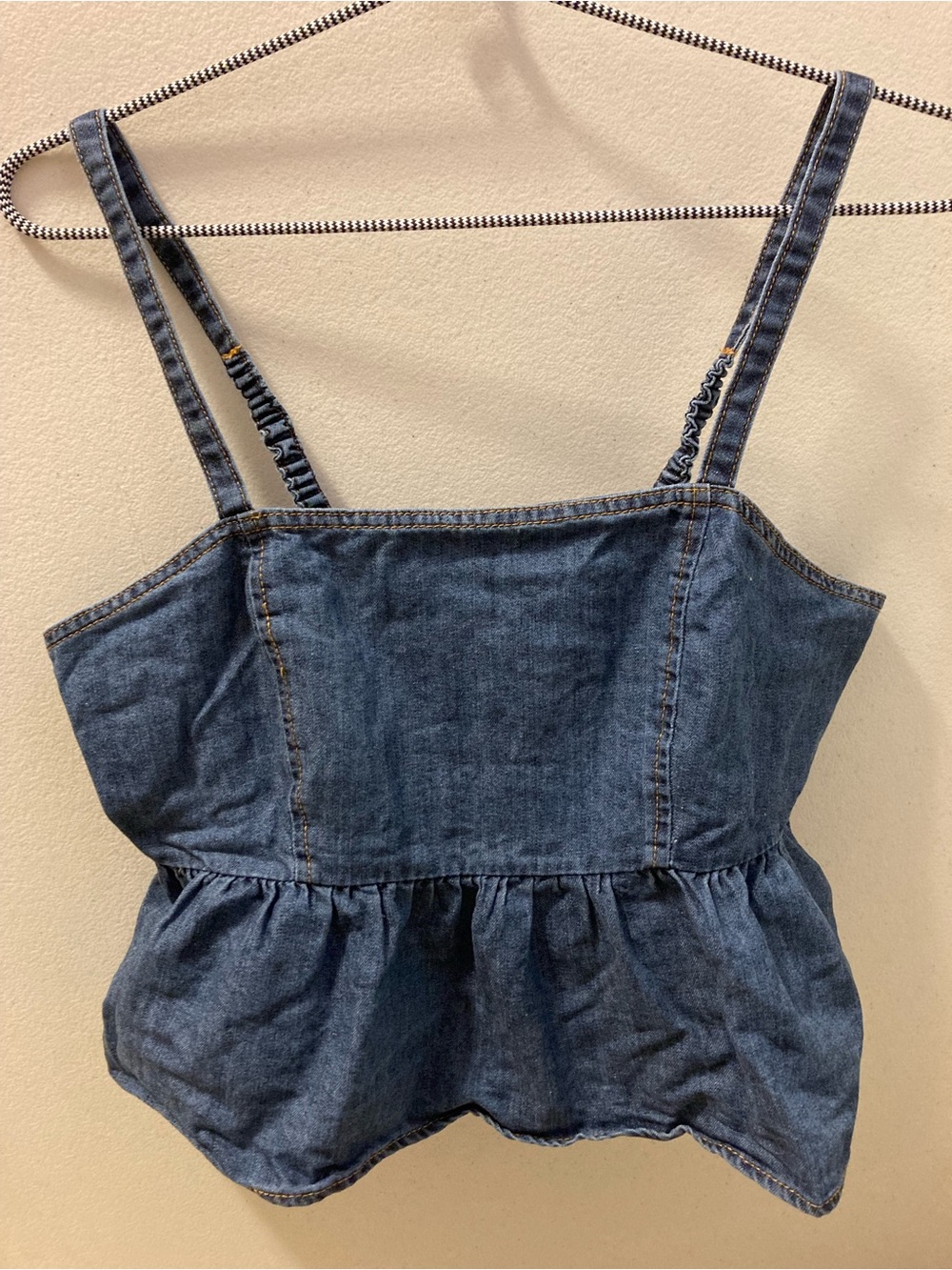 Celebrity Pink Dark Blue Denim Peplum Crop Top